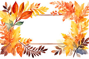 秋季植物花卉手绘边框