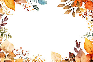 秋季植物水彩手绘边框