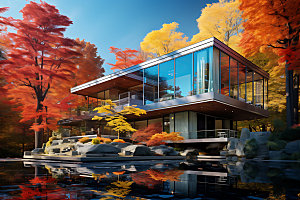 建筑秋色建筑设计环境效果图