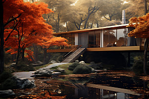 建筑秋色建筑设计自然效果图