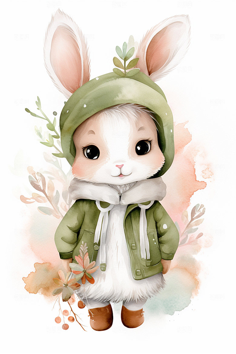 秋季自然拟人动物插画