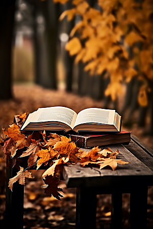 秋季读书高清阅读摄影图