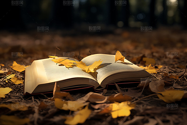 秋天书籍高清学习摄影图