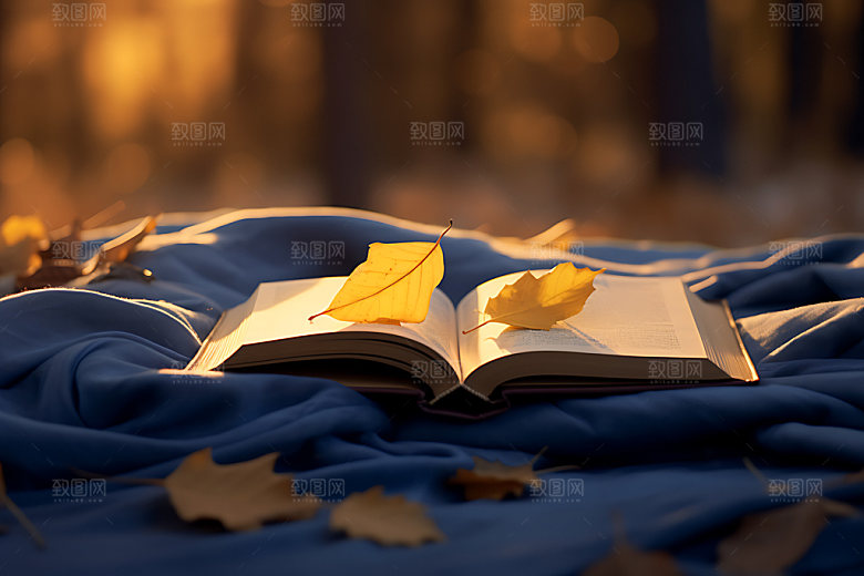 秋天书籍氛围高清摄影图