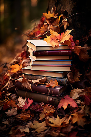秋季读书学习唯美摄影图