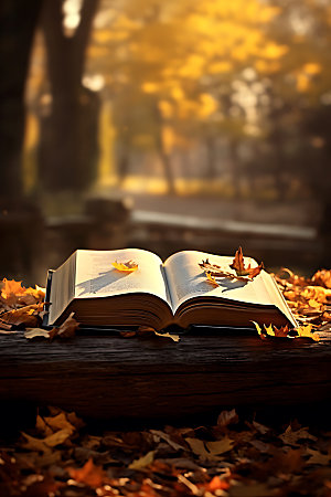 秋季读书自然阅读摄影图