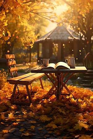秋季读书高清唯美摄影图