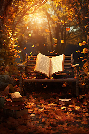 秋季读书学习秋天摄影图