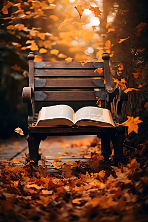 秋季读书自然唯美摄影图