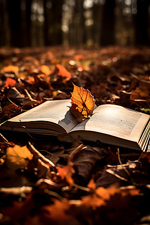 秋季读书唯美学习摄影图