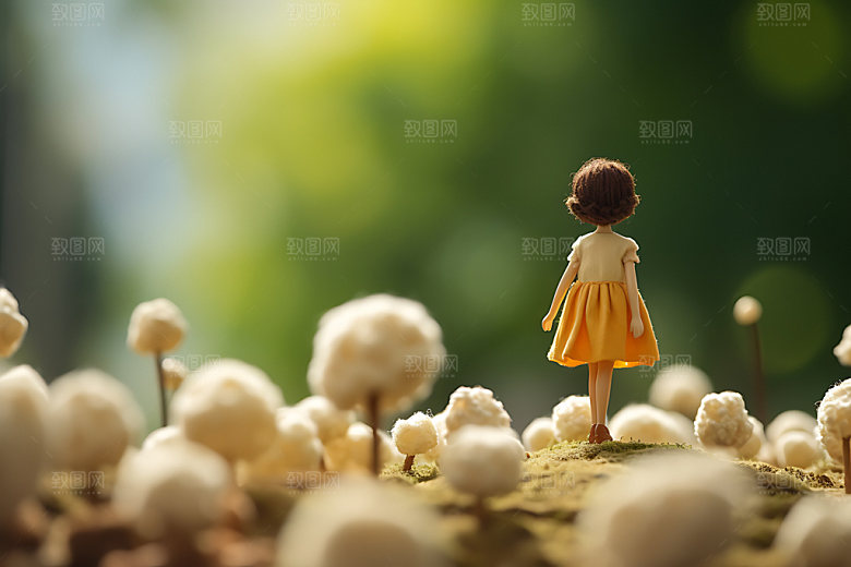 秋天人物草地森林羊毛毡摄影