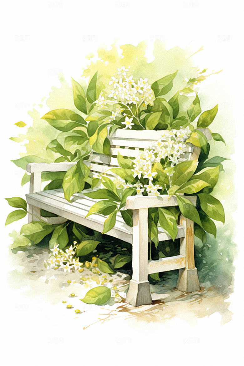 秋季风景手绘插画桂花矢量素材