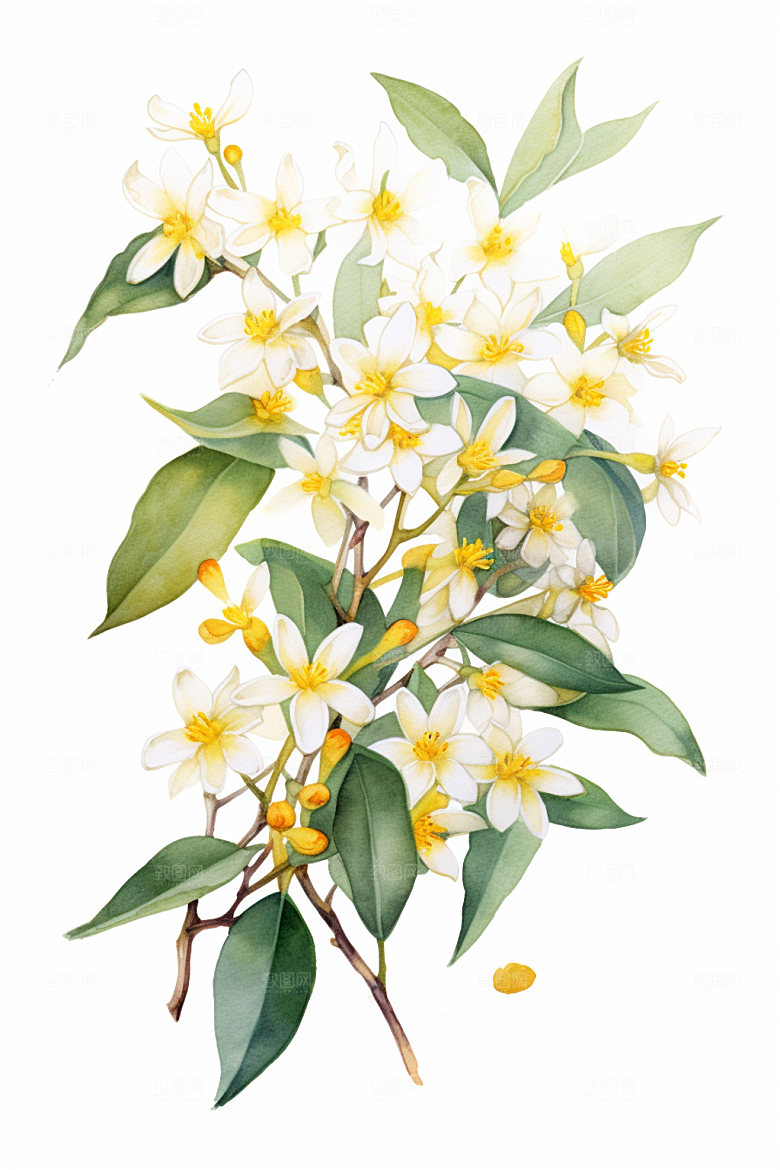 秋季风景国风桂花矢量素材