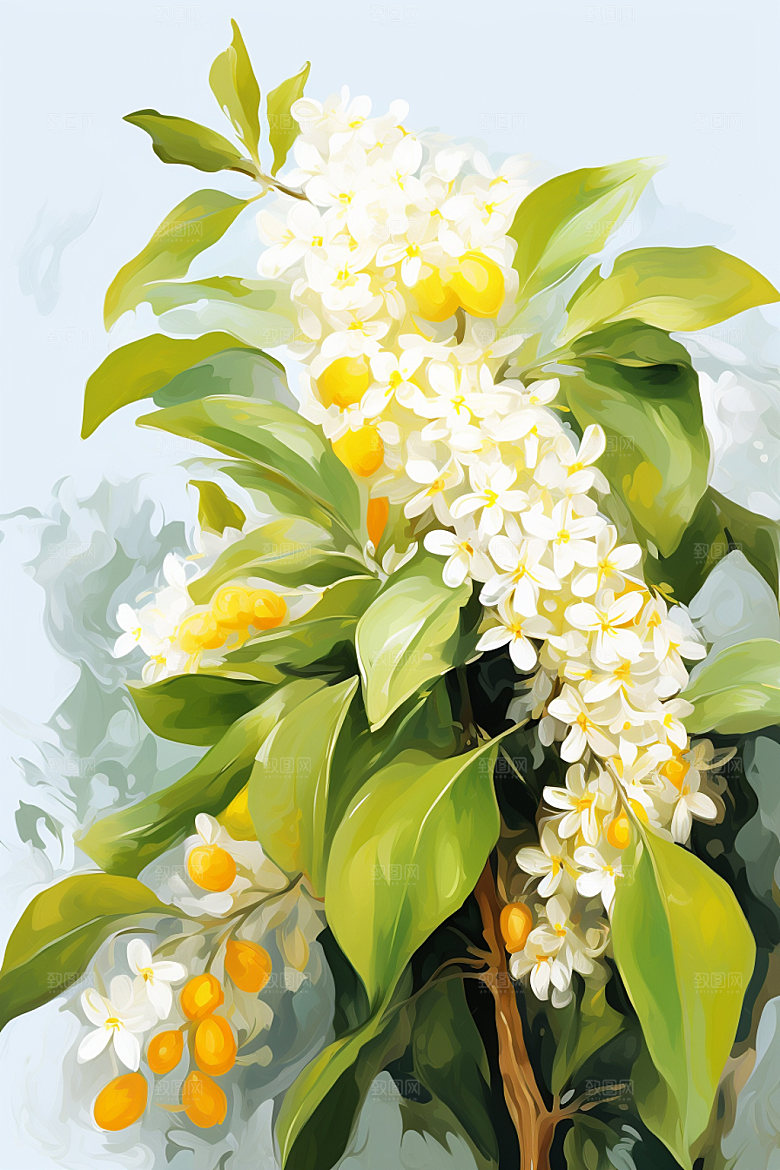 秋季风景唯美手绘插画矢量素材