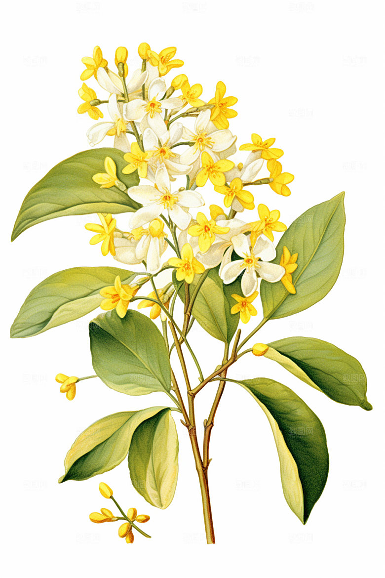 秋季风景桂花手绘插画矢量素材