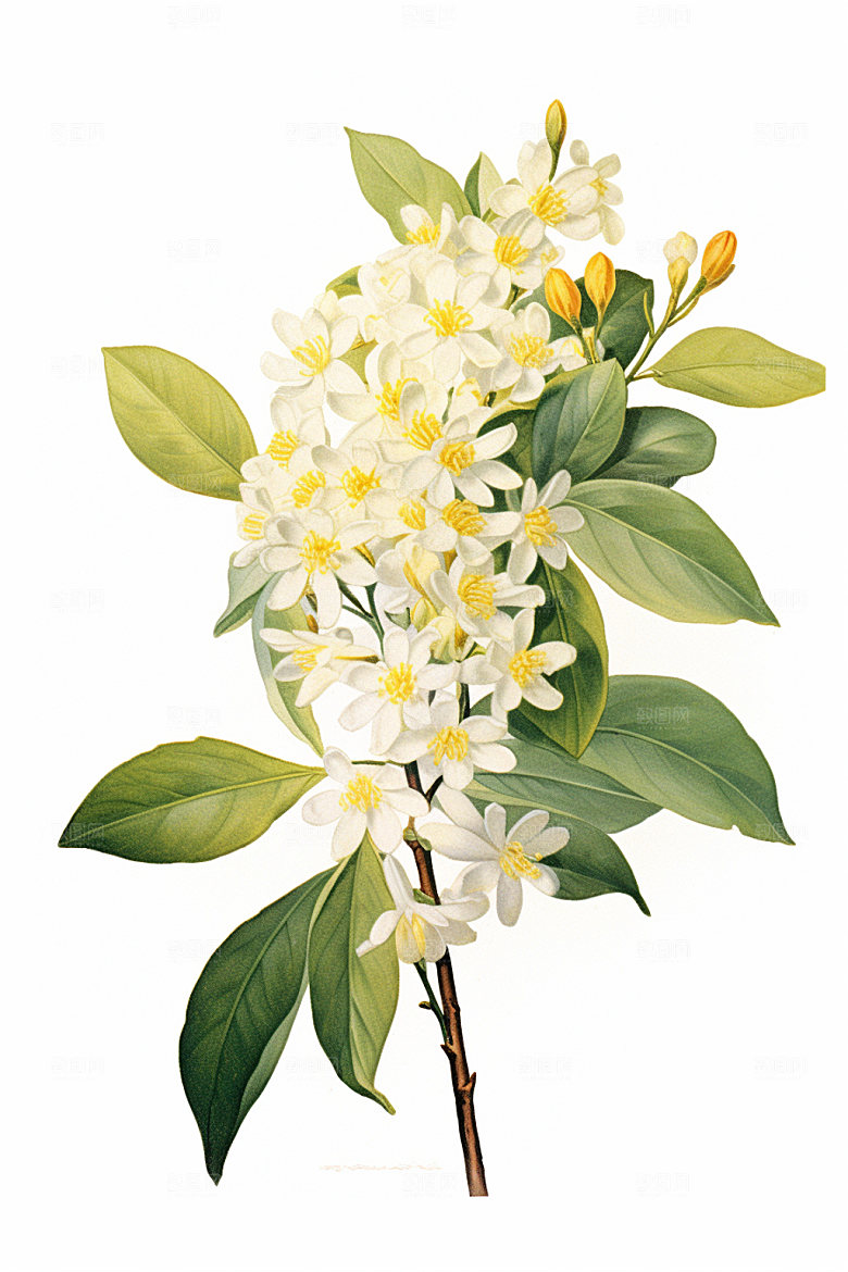 秋季风景桂花唯美矢量素材