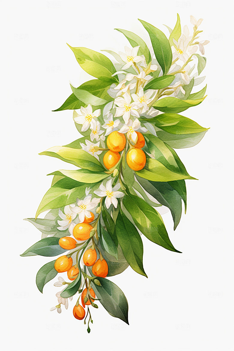 秋季风景手绘插画花卉类矢量素材