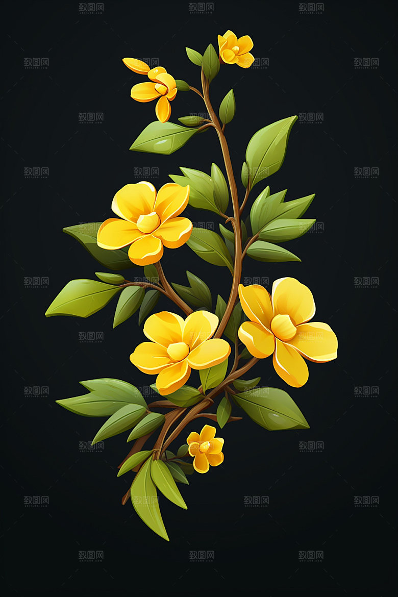 秋季风景微型景观花卉类矢量元素