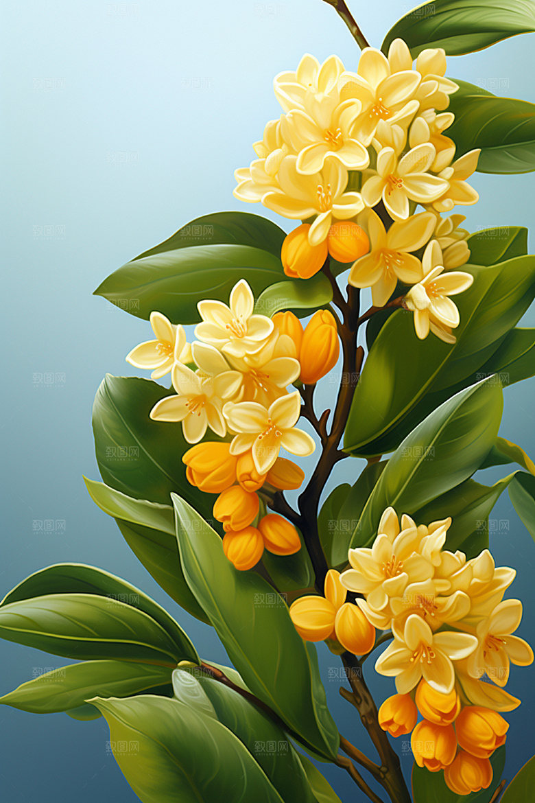 秋季风景清新桂花矢量元素