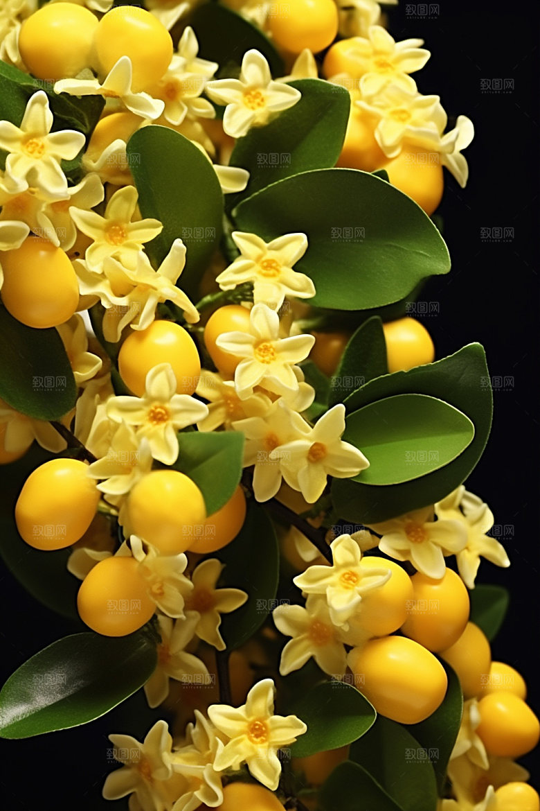 秋季风景桂花花卉类矢量元素