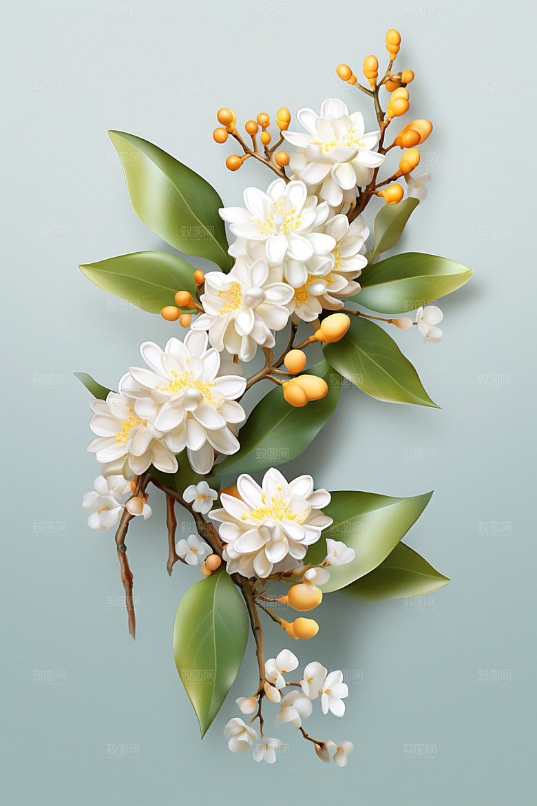 秋季风景写实花卉类矢量元素