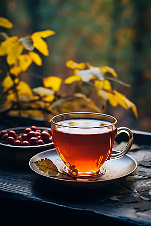秋日热饮唯美咖啡茶饮摄影图