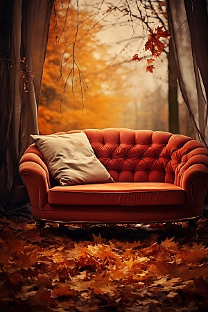 秋季风格家居高清沙发摄影图