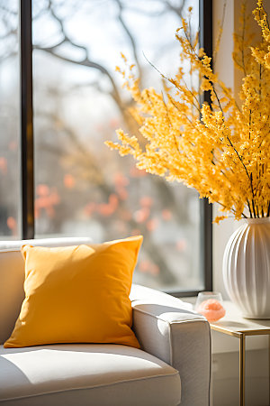 秋季风格家居沙发舒适摄影图