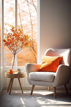 秋季风格家居舒适沙发摄影图