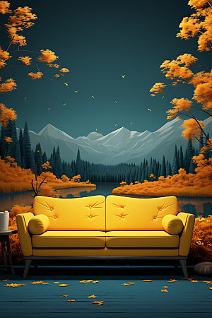 秋季加装沙发室内效果图