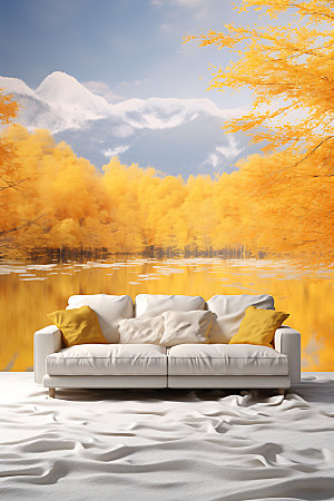 秋季加装暖色调沙发效果图