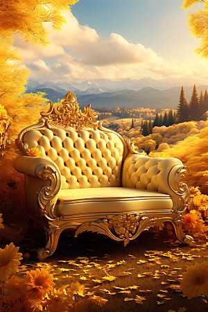 秋季加装沙发暖色调效果图