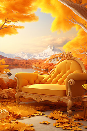 秋季加装室内沙发效果图