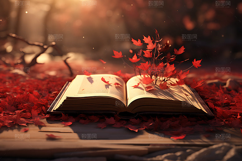 秋天读书秋日秋季摄影图