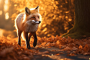 秋日动物秋天自然摄影图