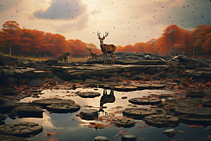 秋日动物秋季原生态摄影图