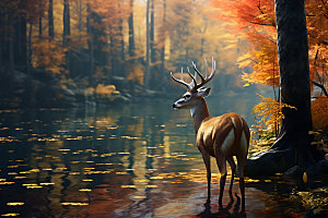 秋日动物原生态自然摄影图