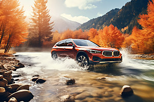 秋色汽车自然高清摄影图