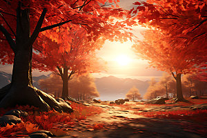 秋季自然山谷摄影图