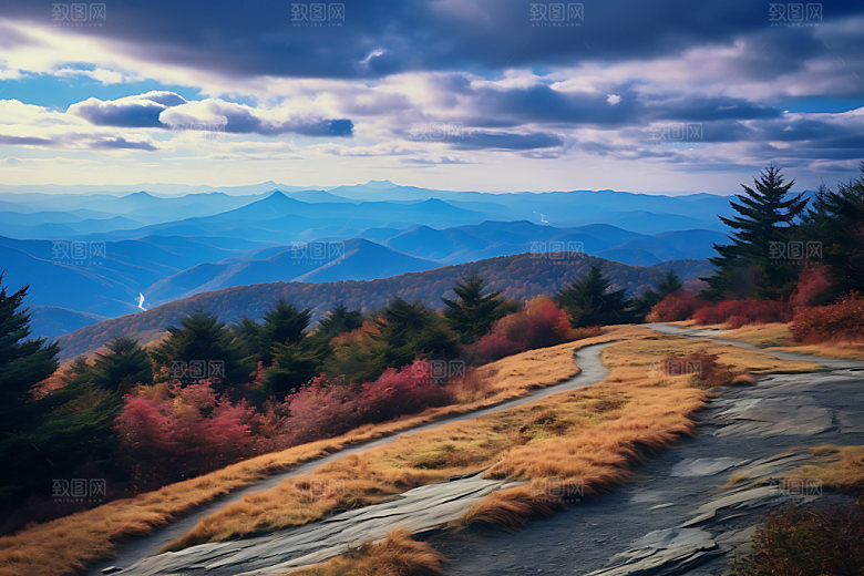 秋季山谷秋色摄影图