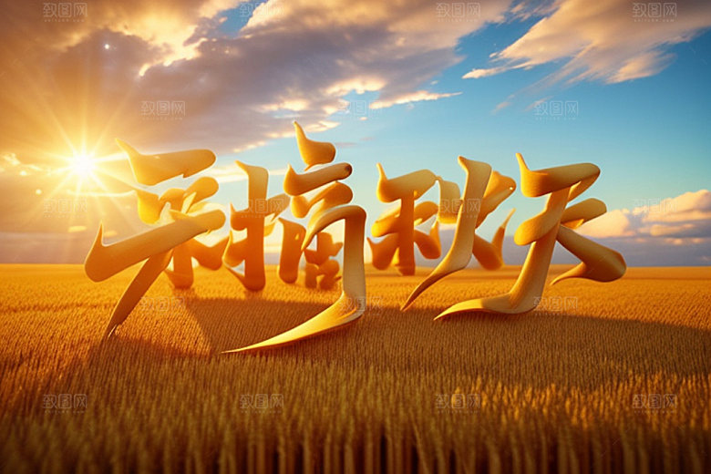 秋季入秋3D艺术字