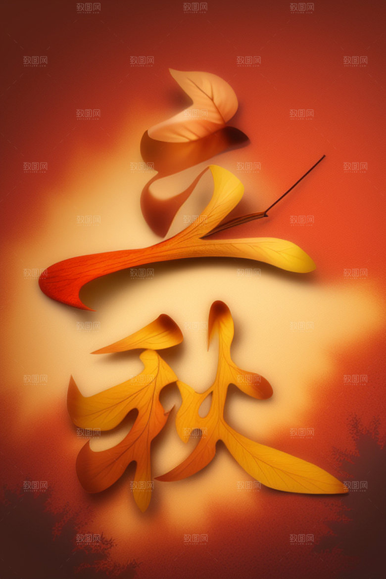 秋季3D入秋艺术字