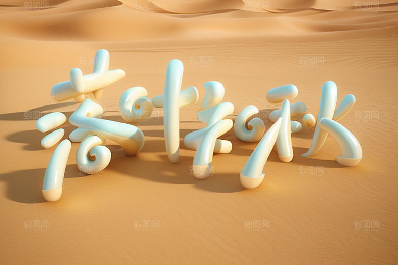 秋季入秋3D艺术字