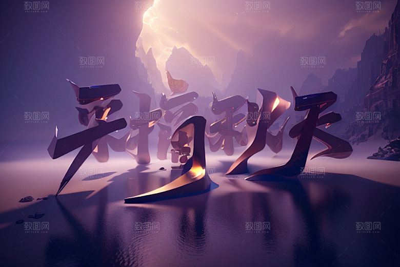 秋季3D入秋艺术字