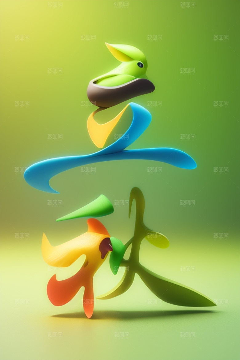 秋季立体入秋艺术字