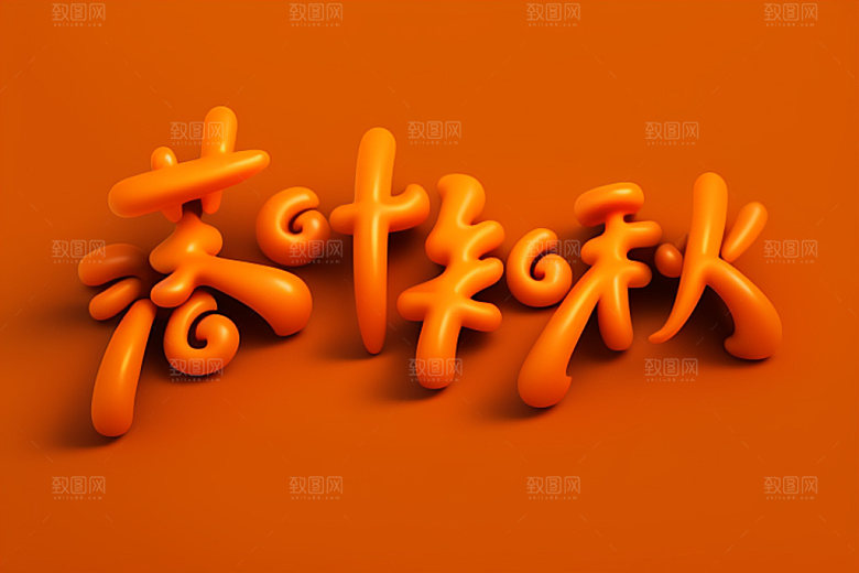 秋季入秋立体艺术字