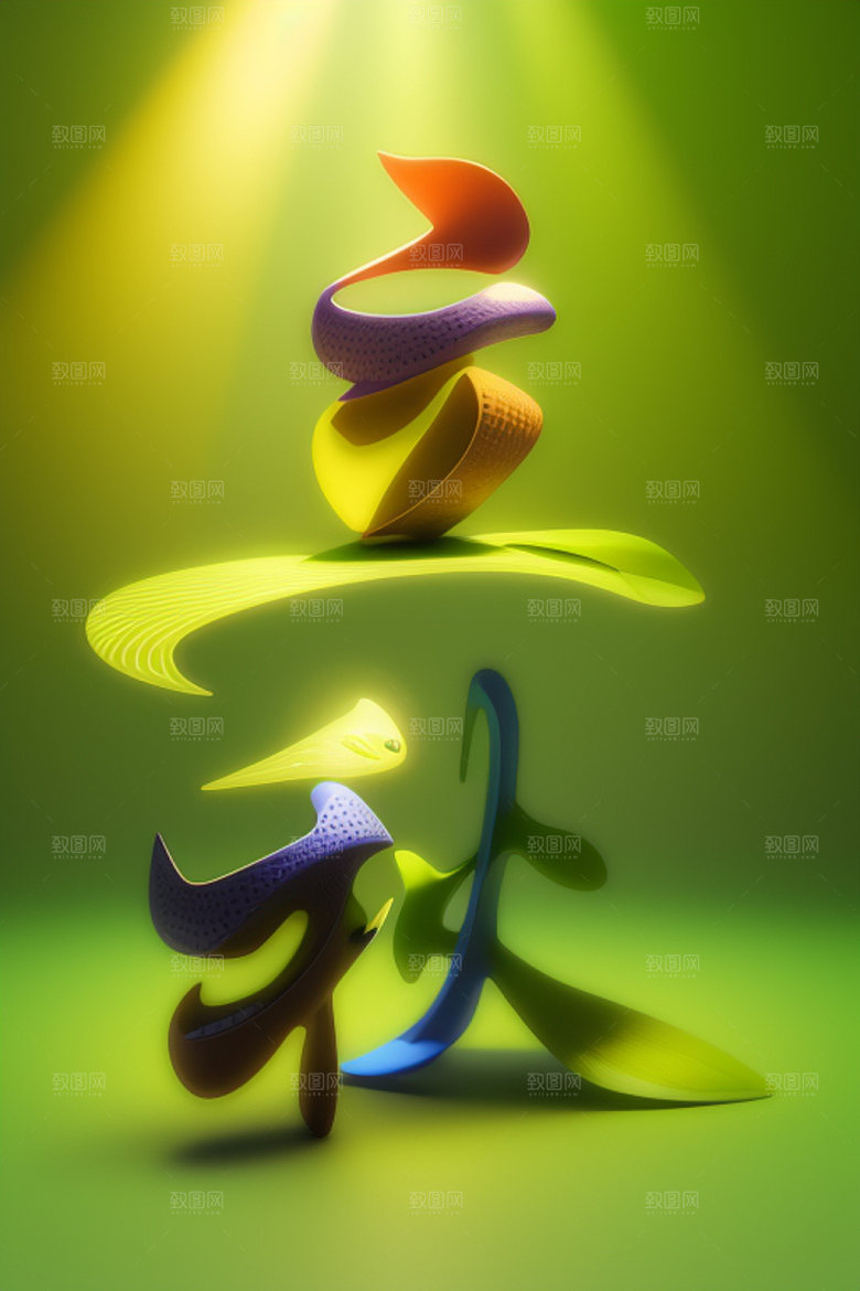 秋季立体入秋艺术字