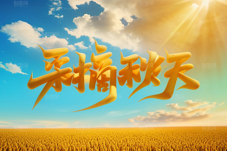 秋季立体创意艺术字