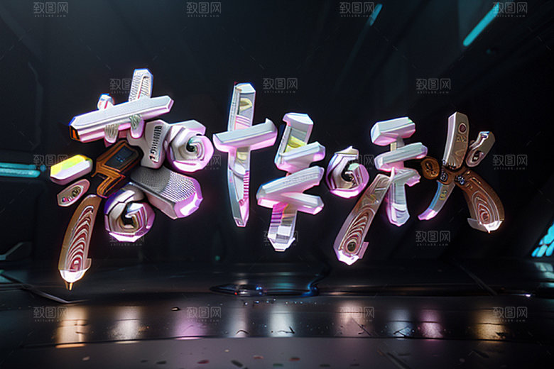 秋季3D入秋艺术字