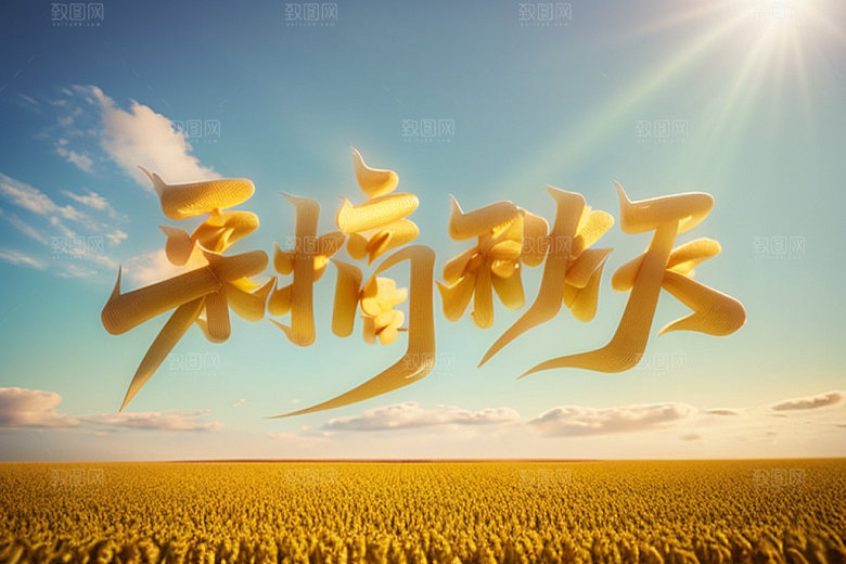 秋季入秋立体艺术字